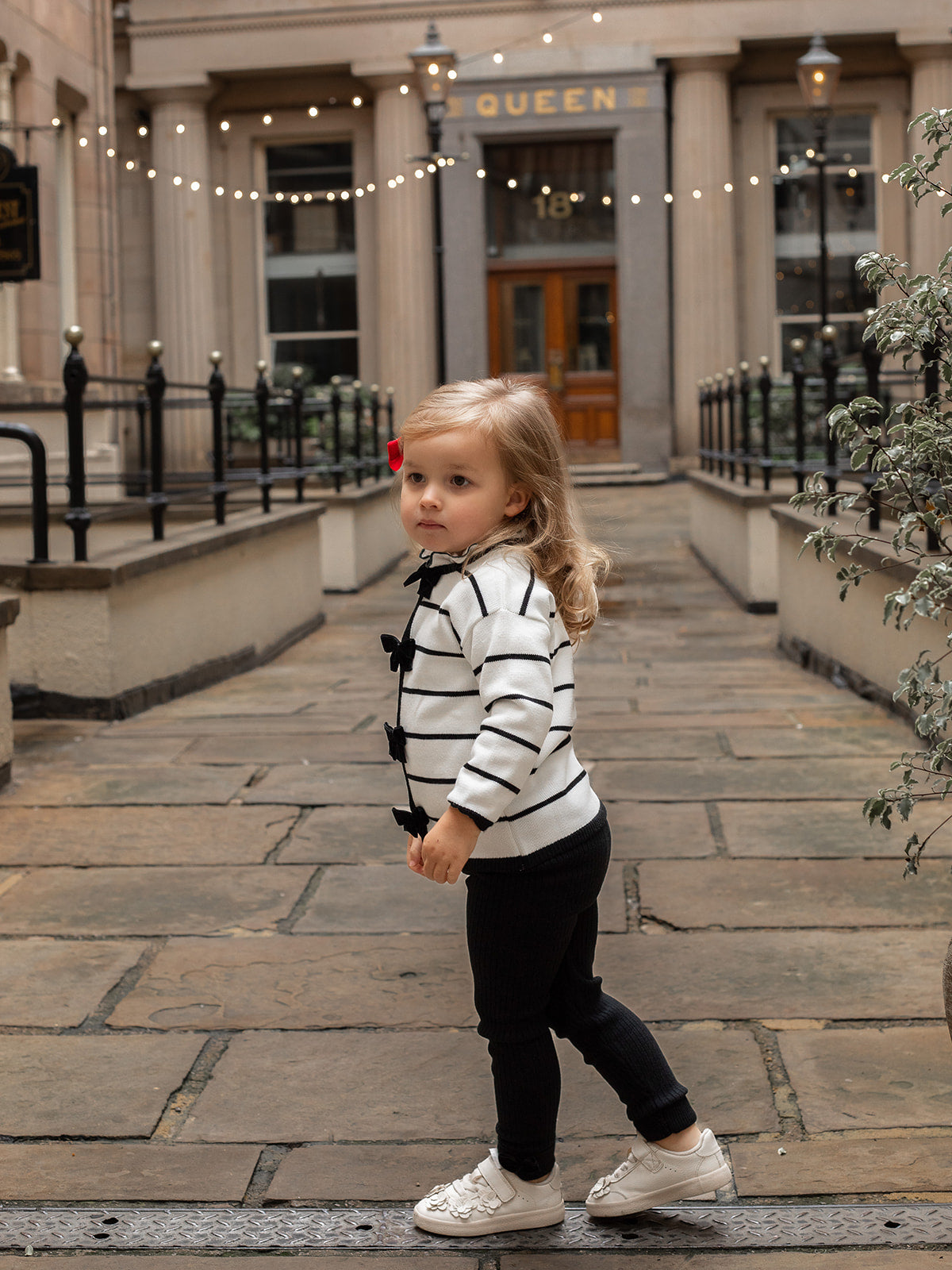 'Coco' Black stripe knitted statement collar suit - Rose & Albert