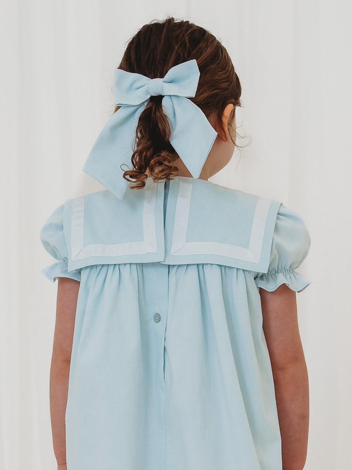 Mint green chambray hair bow - Rose & Albert