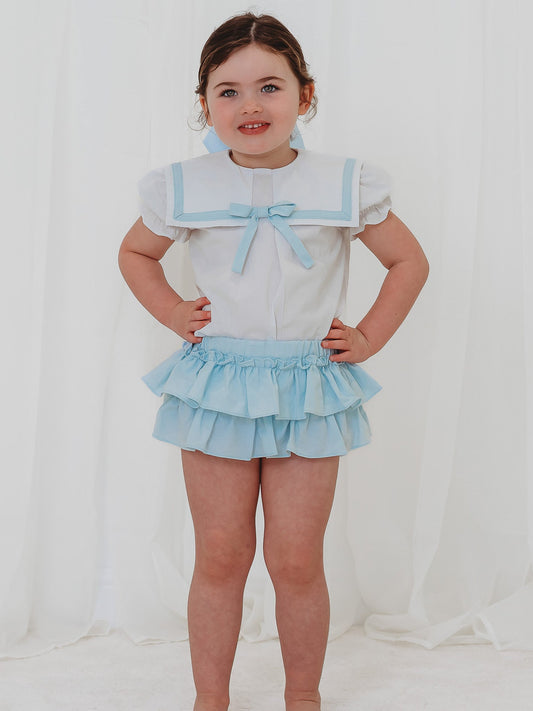'Delphine' mint green chambray sailor set