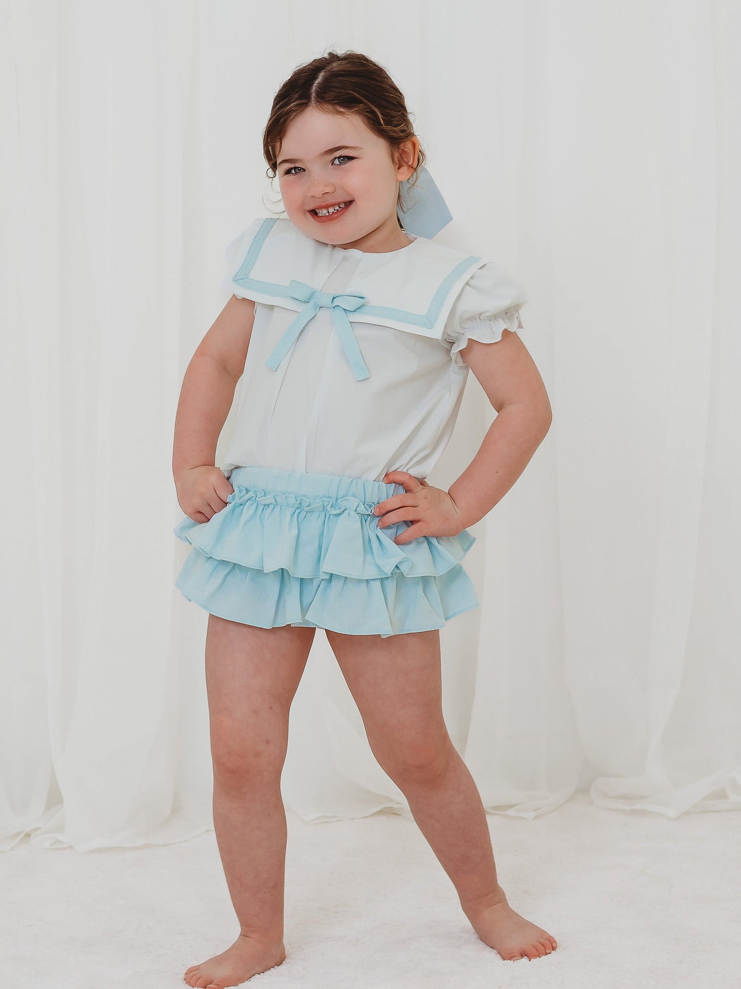 'Delphine' mint green chambray sailor set
