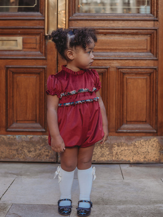 Ruby' Velvet & Tartan Romper