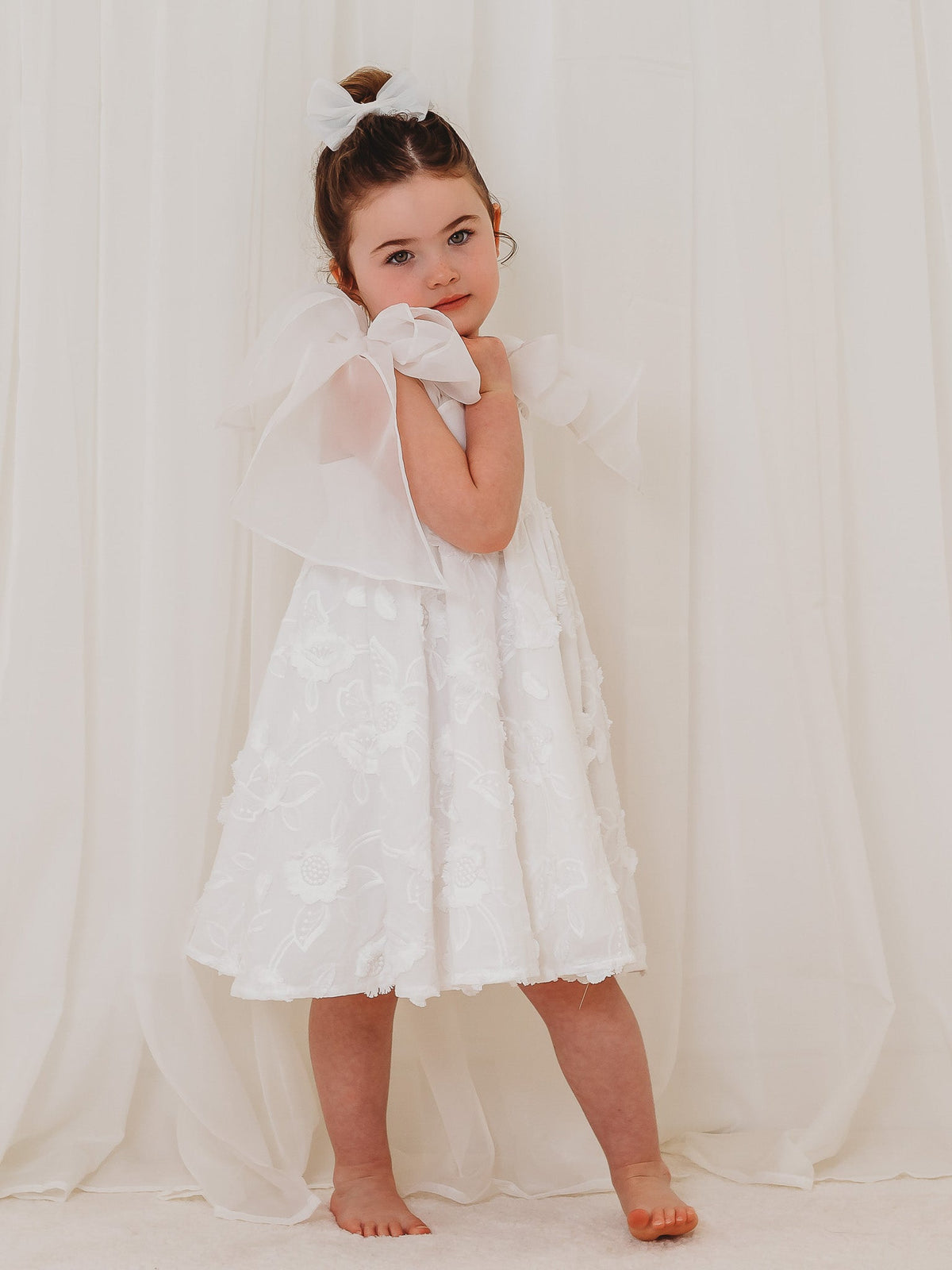 'Celine' white organza & lace dress - Rose & Albert