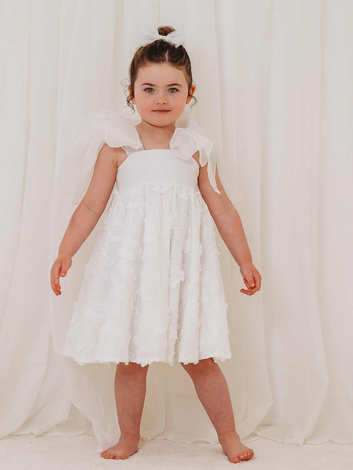 'Celine' white organza & lace dress - Rose & Albert
