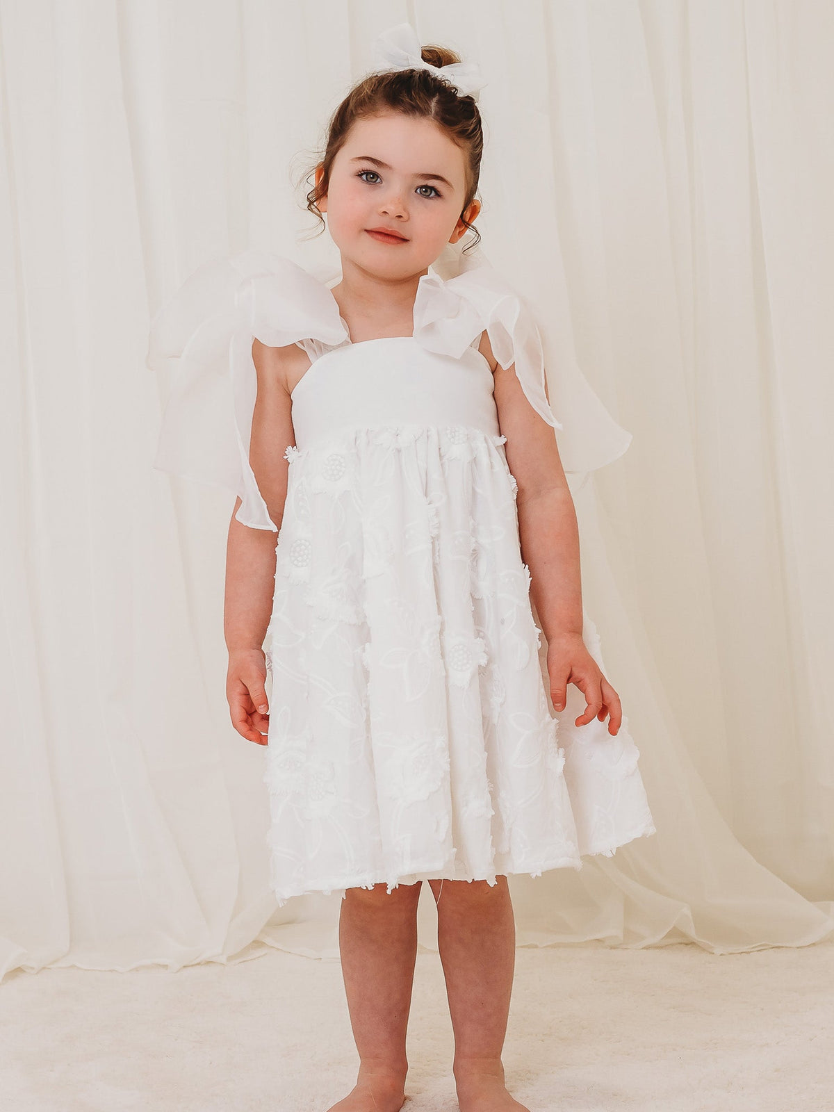 'Celine' white organza & lace dress - Rose & Albert