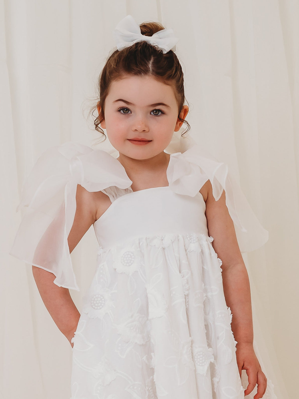 'Celine' white organza & lace dress - Rose & Albert