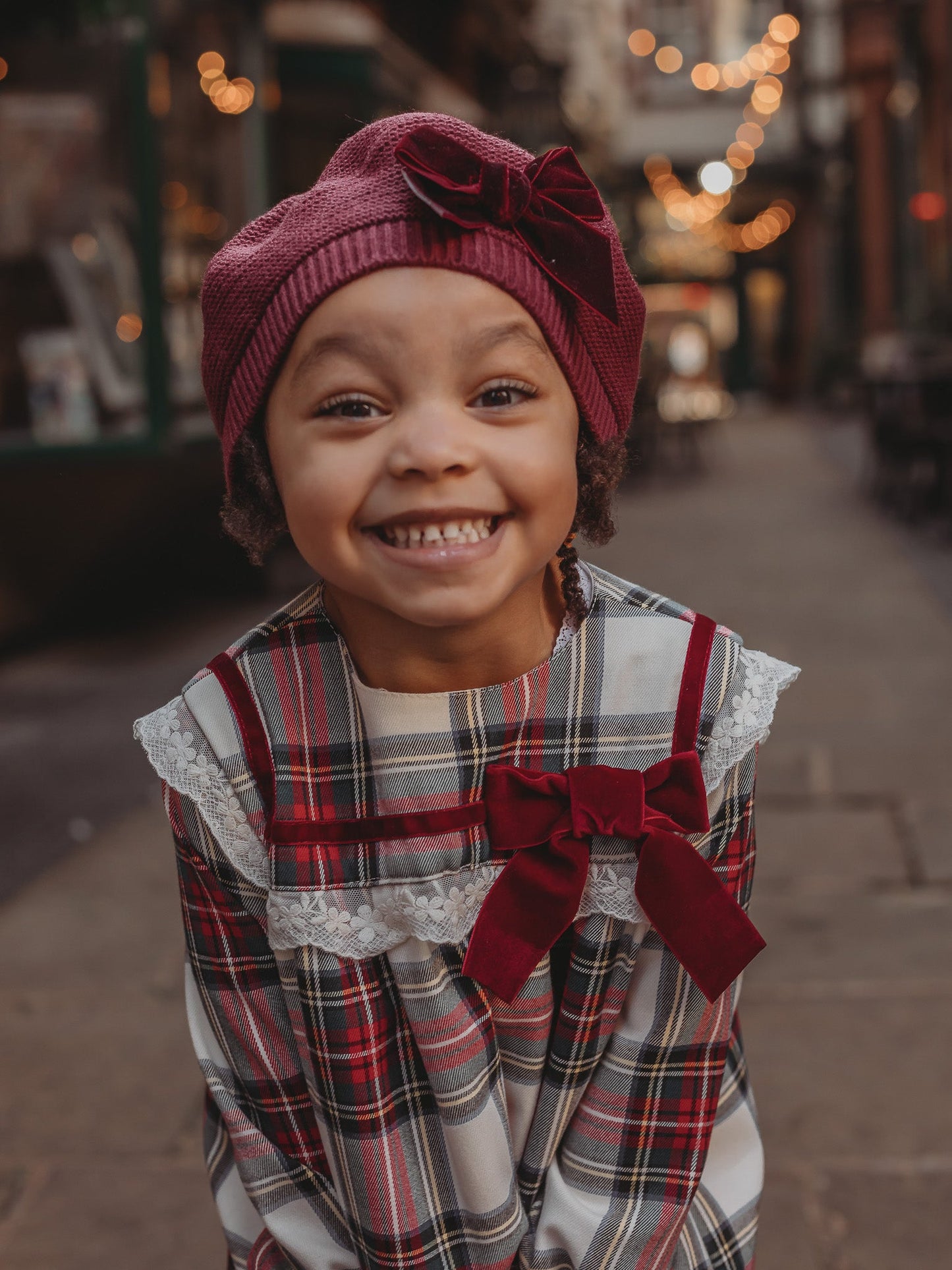 'Noelle' Tartan & burgundy romper - Rose & Albert