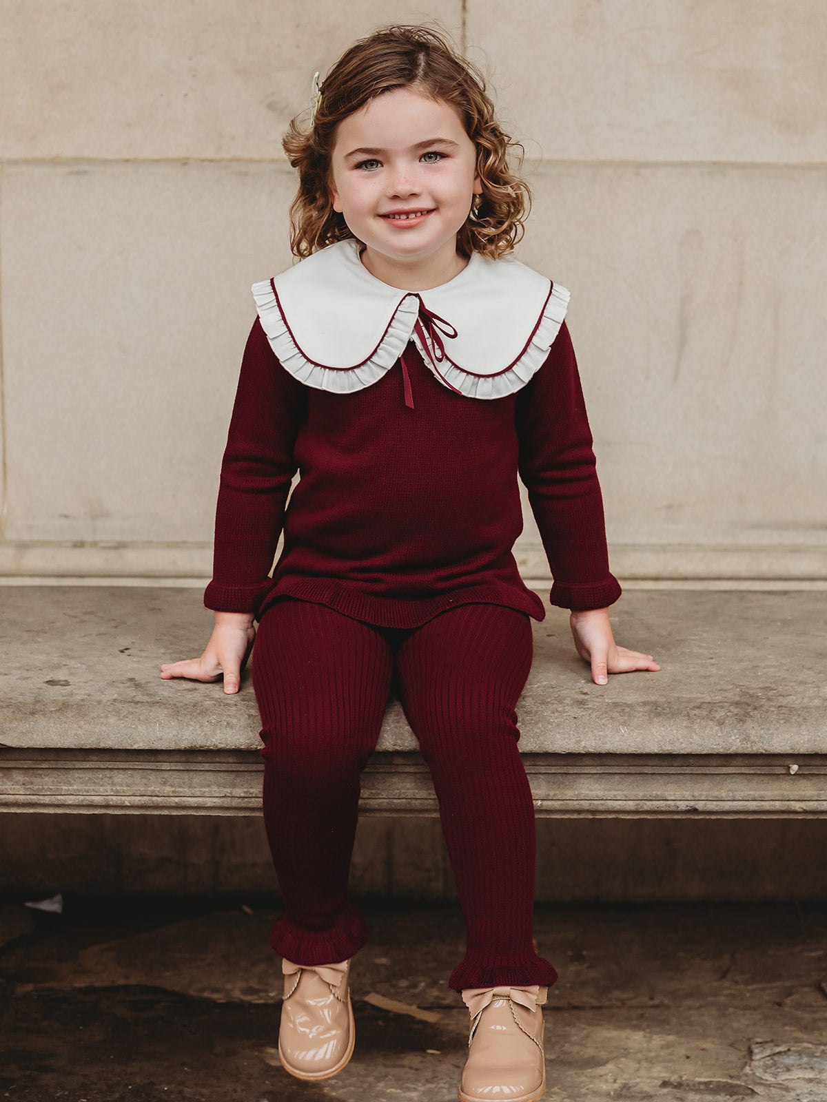 'Darling Collar' Burgundy Statement Collar knitted 2 piece set - Rose & Albert