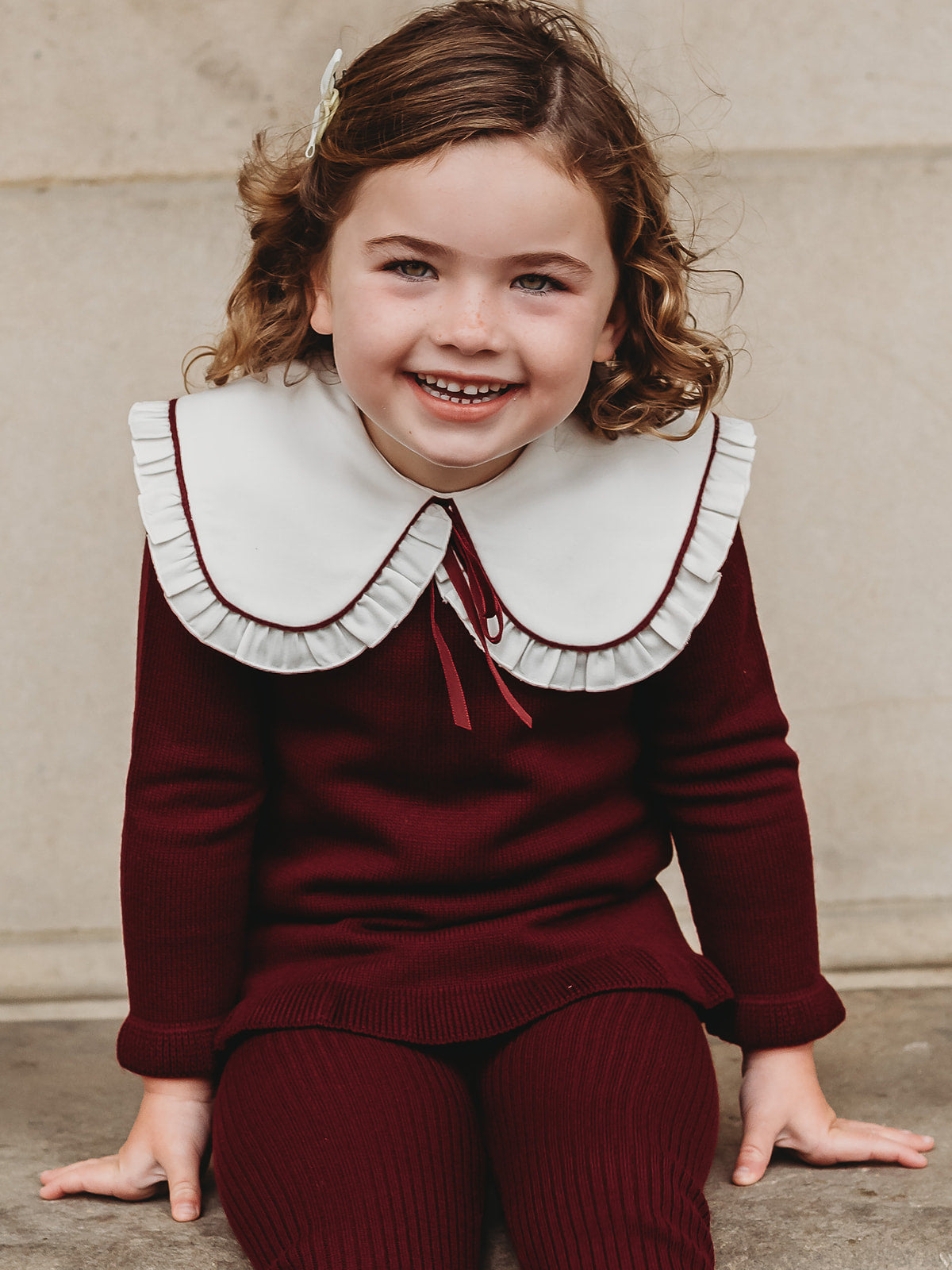 'Darling Collar' Burgundy Statement Collar knitted 2 piece set - Rose & Albert