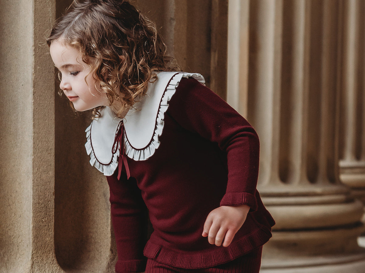 'Darling Collar' Burgundy Statement Collar knitted 2 piece set - Rose & Albert