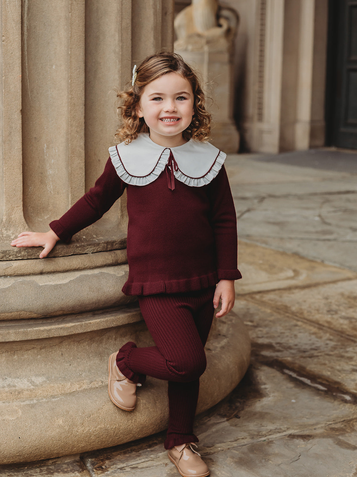 'Darling Collar' Burgundy Statement Collar knitted 2 piece set - Rose & Albert