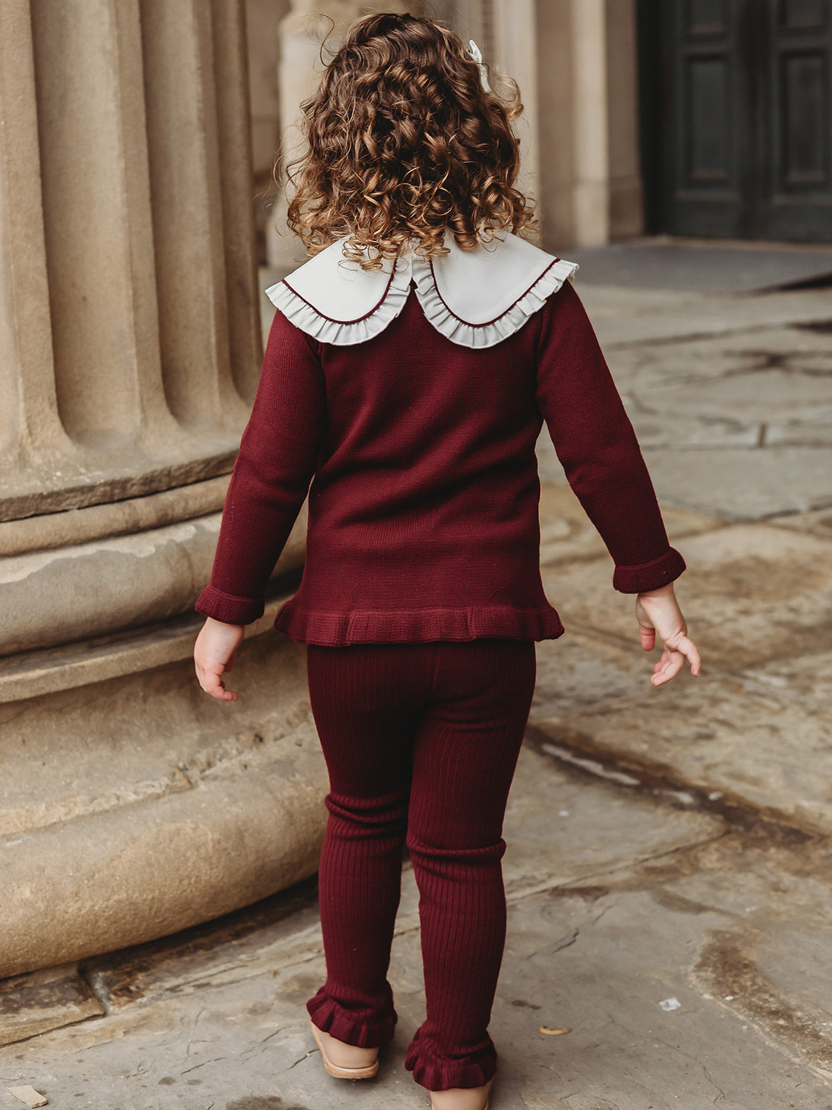 'Darling Collar' Burgundy Statement Collar knitted 2 piece set - Rose & Albert
