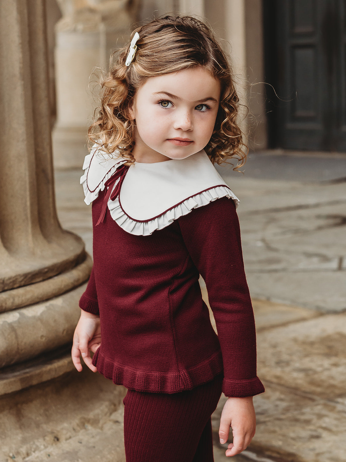 'Darling Collar' Burgundy Statement Collar knitted 2 piece set - Rose & Albert