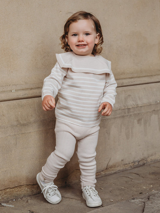 Maxwell' Stripe Sailor Collar Knitted Top & Legging Set