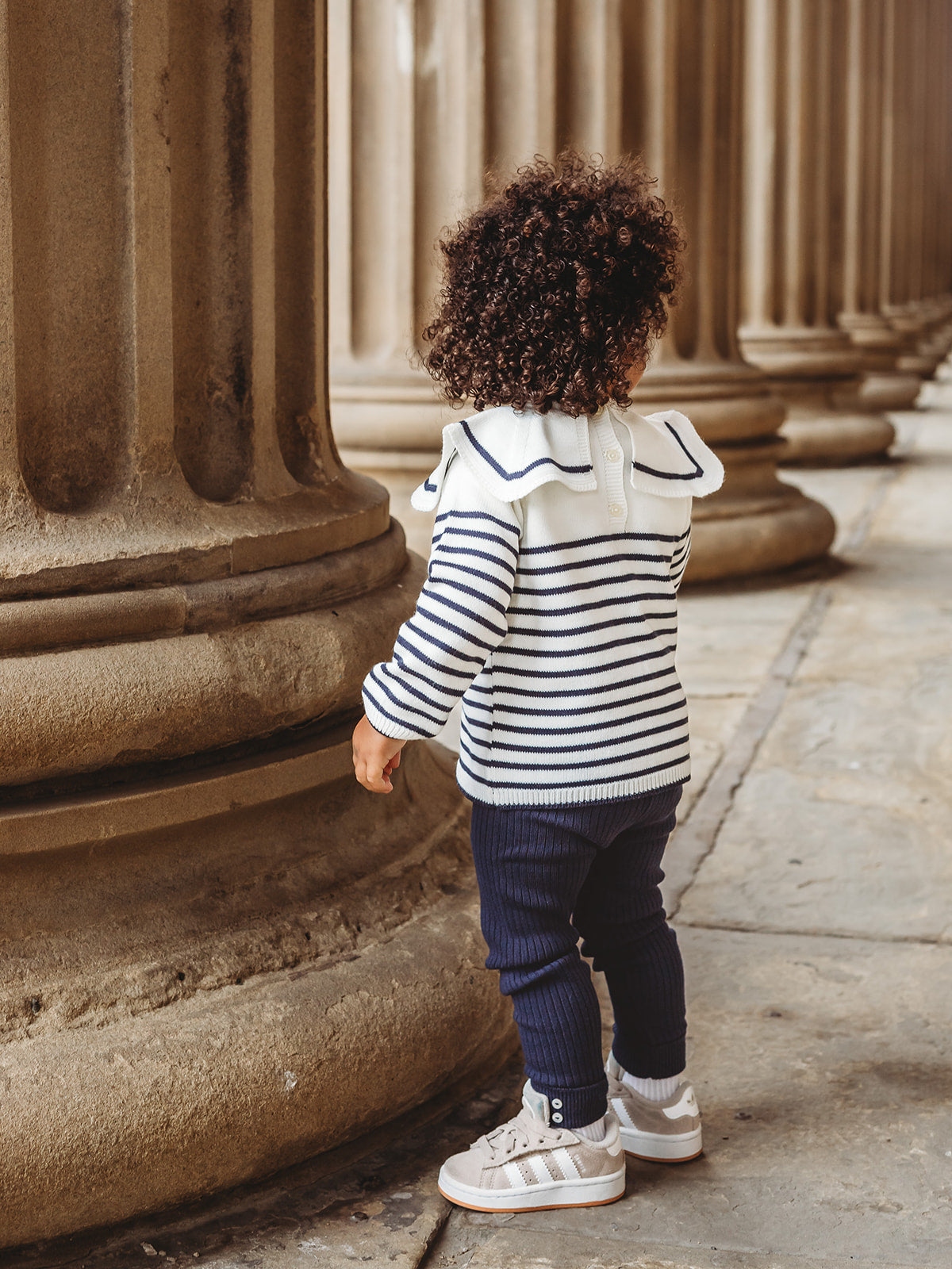 'Alfred' Navy Stripe Sailor Collar top & legging set - Rose & Albert