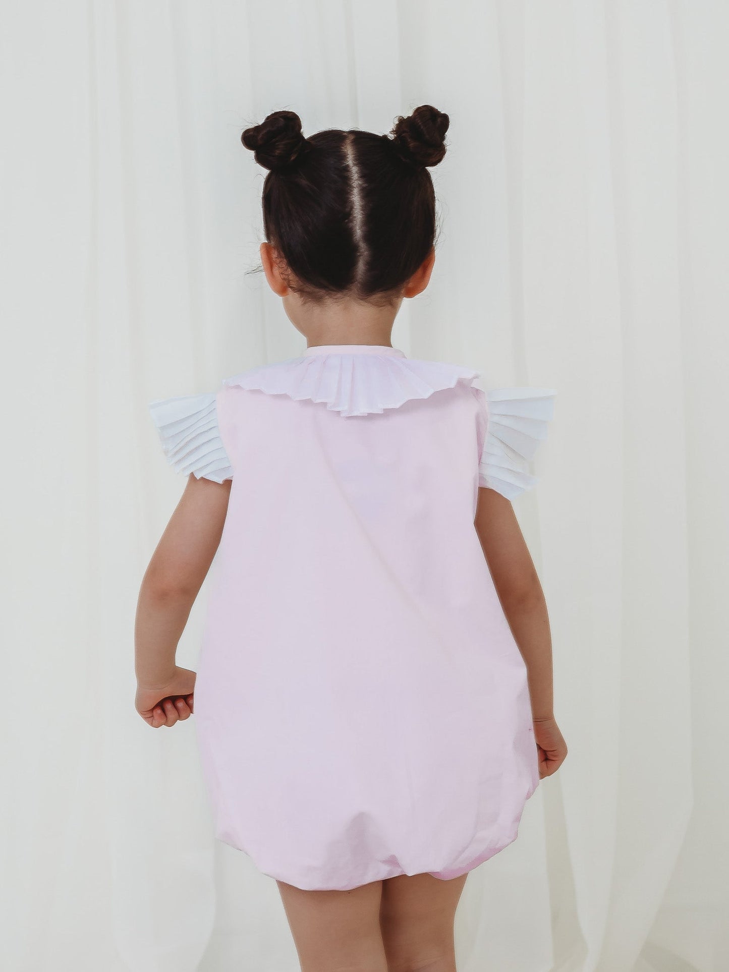 'Sophia' soft pink pleated collar romper - Rose & Albert