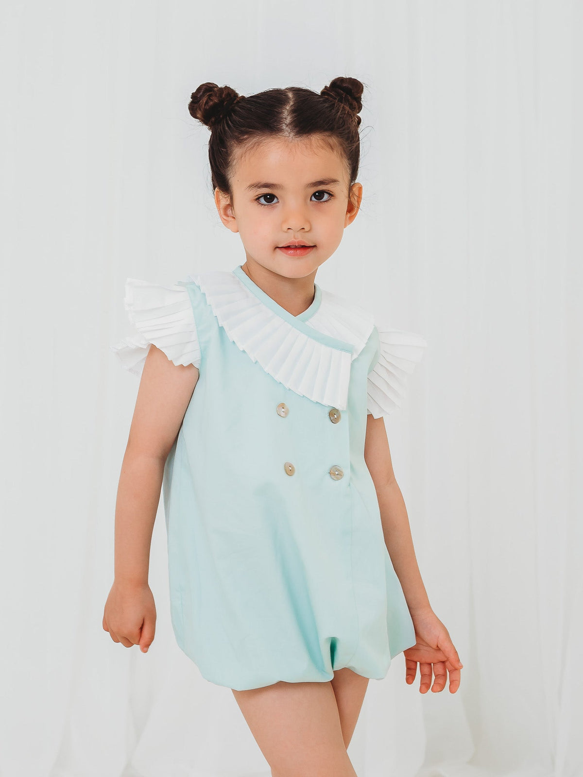 'Sophia' mint green pleated collar romper - Rose & Albert