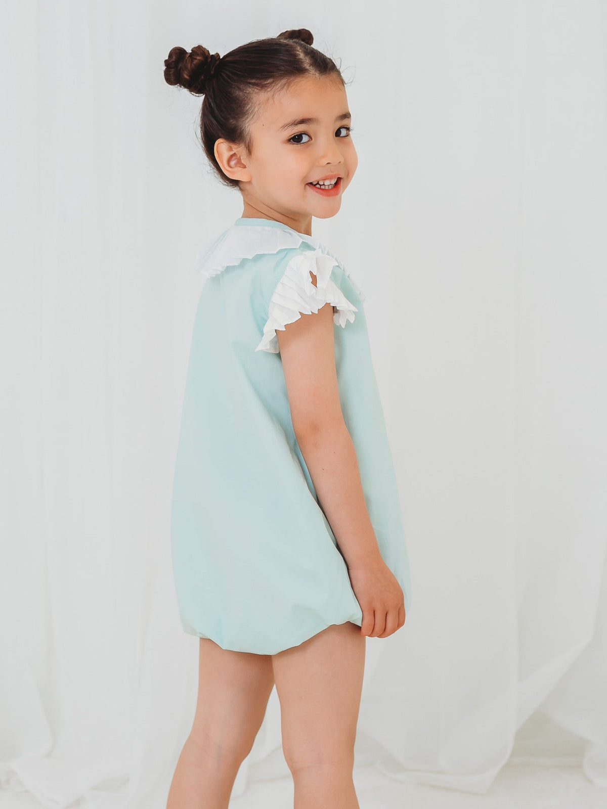 'Sophia' mint green pleated collar romper - Rose & Albert