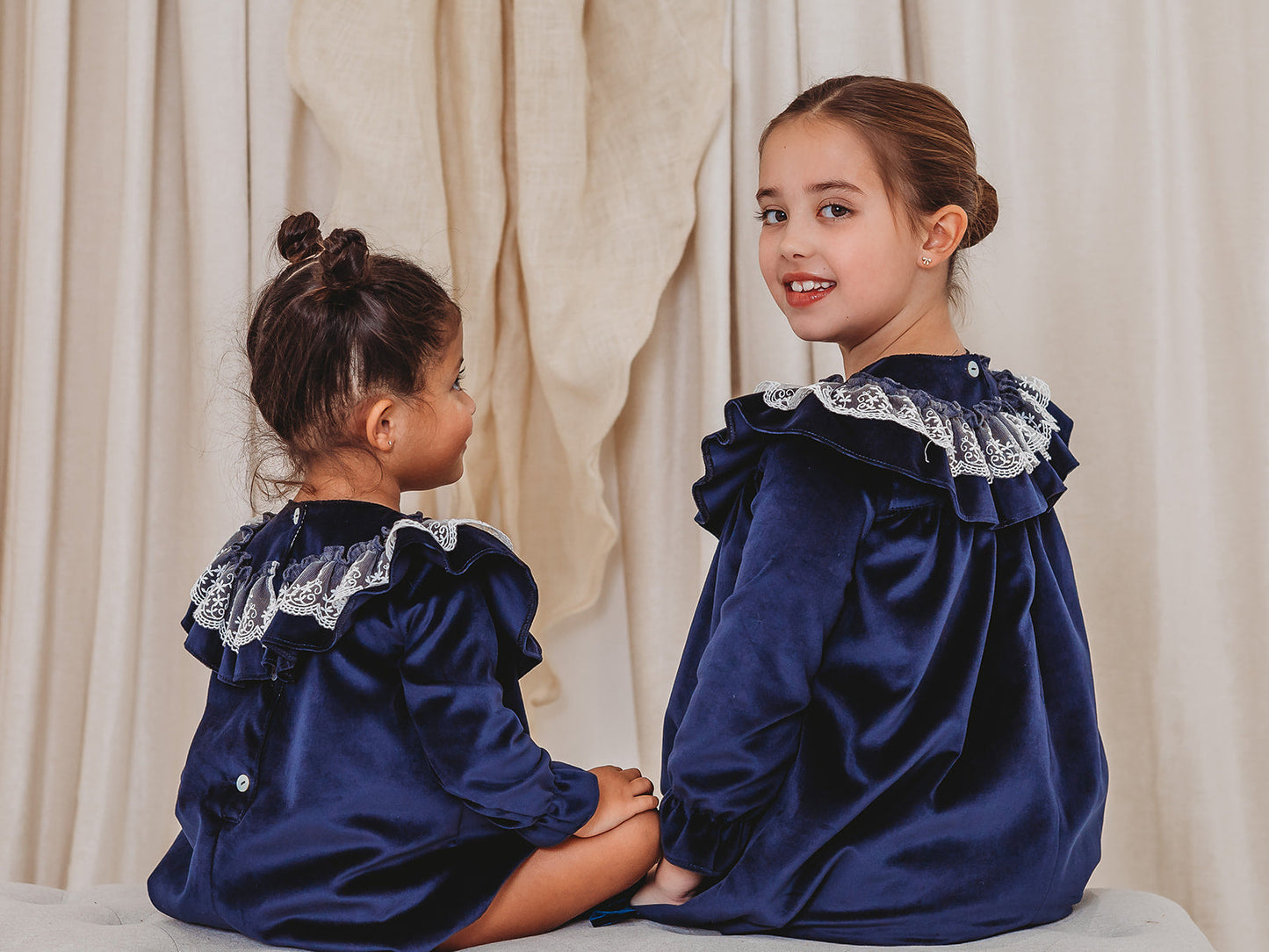 Margot Navy velvet & lace romper - Rose & Albert