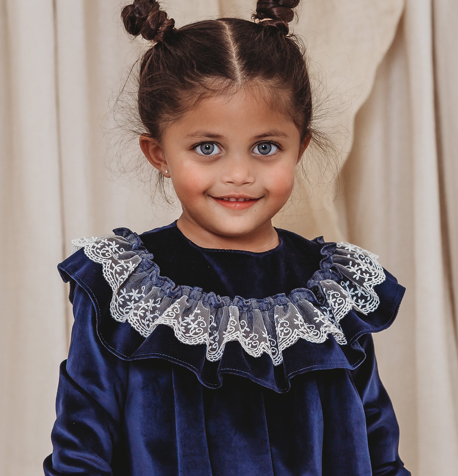 Margot Navy velvet & lace romper - Rose & Albert
