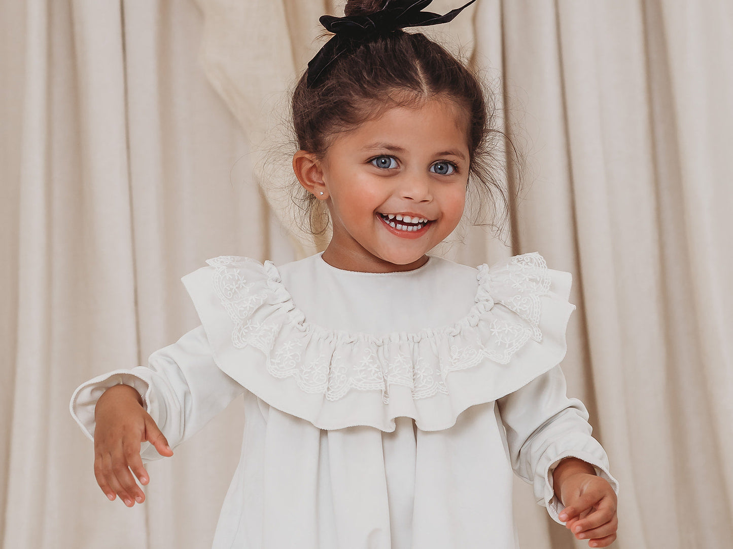 Margot Ivory velvet & lace romper - Rose & Albert