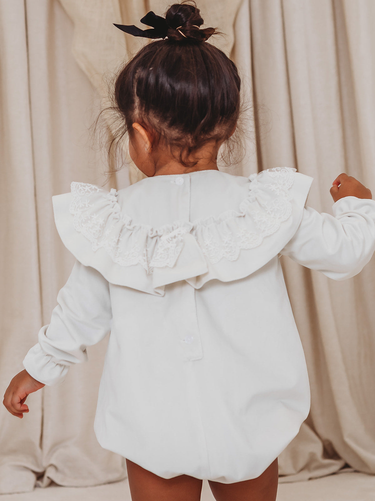 Margot Ivory velvet & lace romper - Rose & Albert