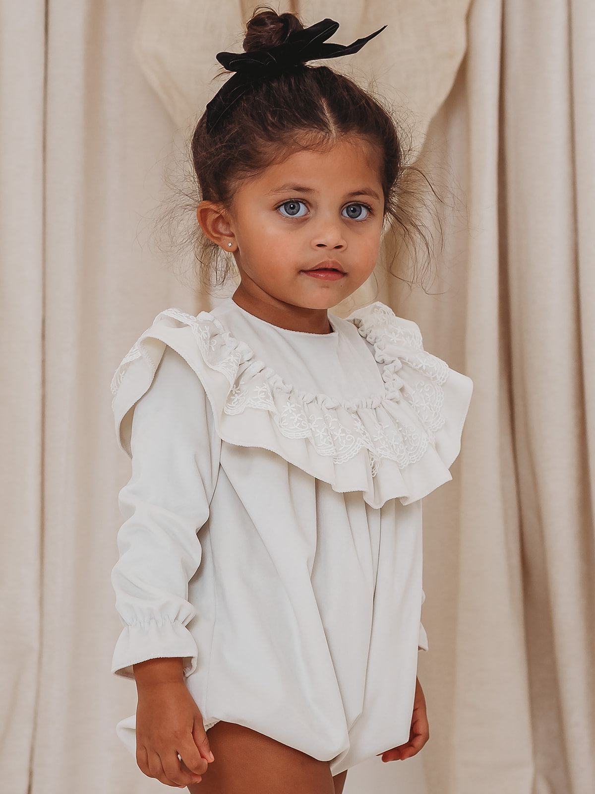 Margot Ivory velvet & lace romper - Rose & Albert