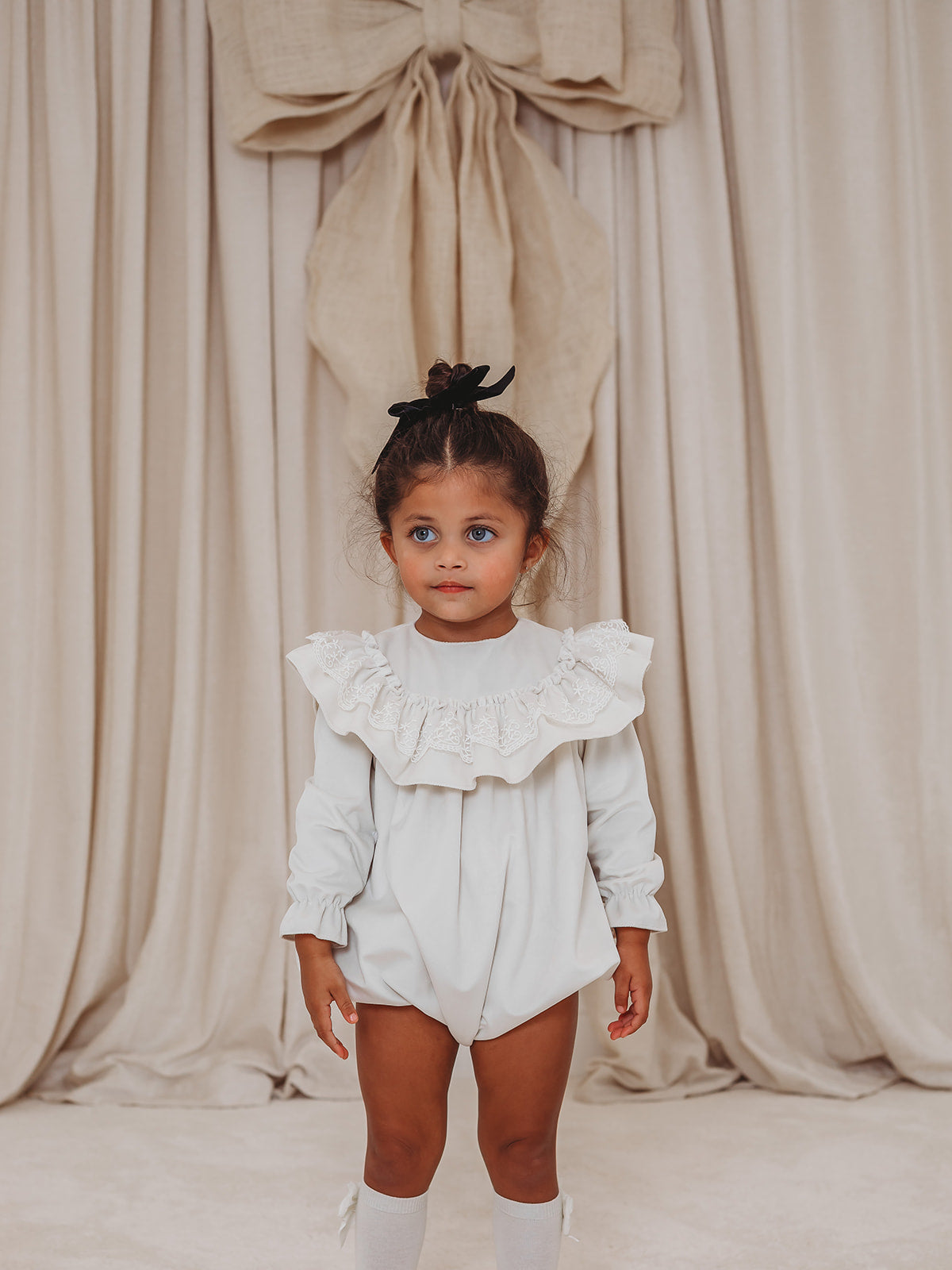 Margot Ivory velvet & lace romper - Rose & Albert