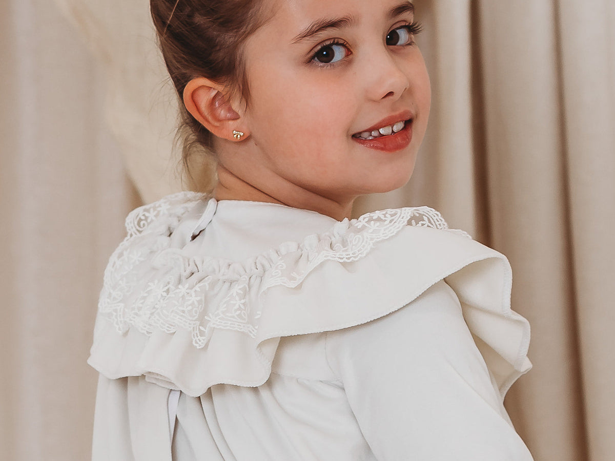 Evie Ivory velvet & lace dress - Rose & Albert