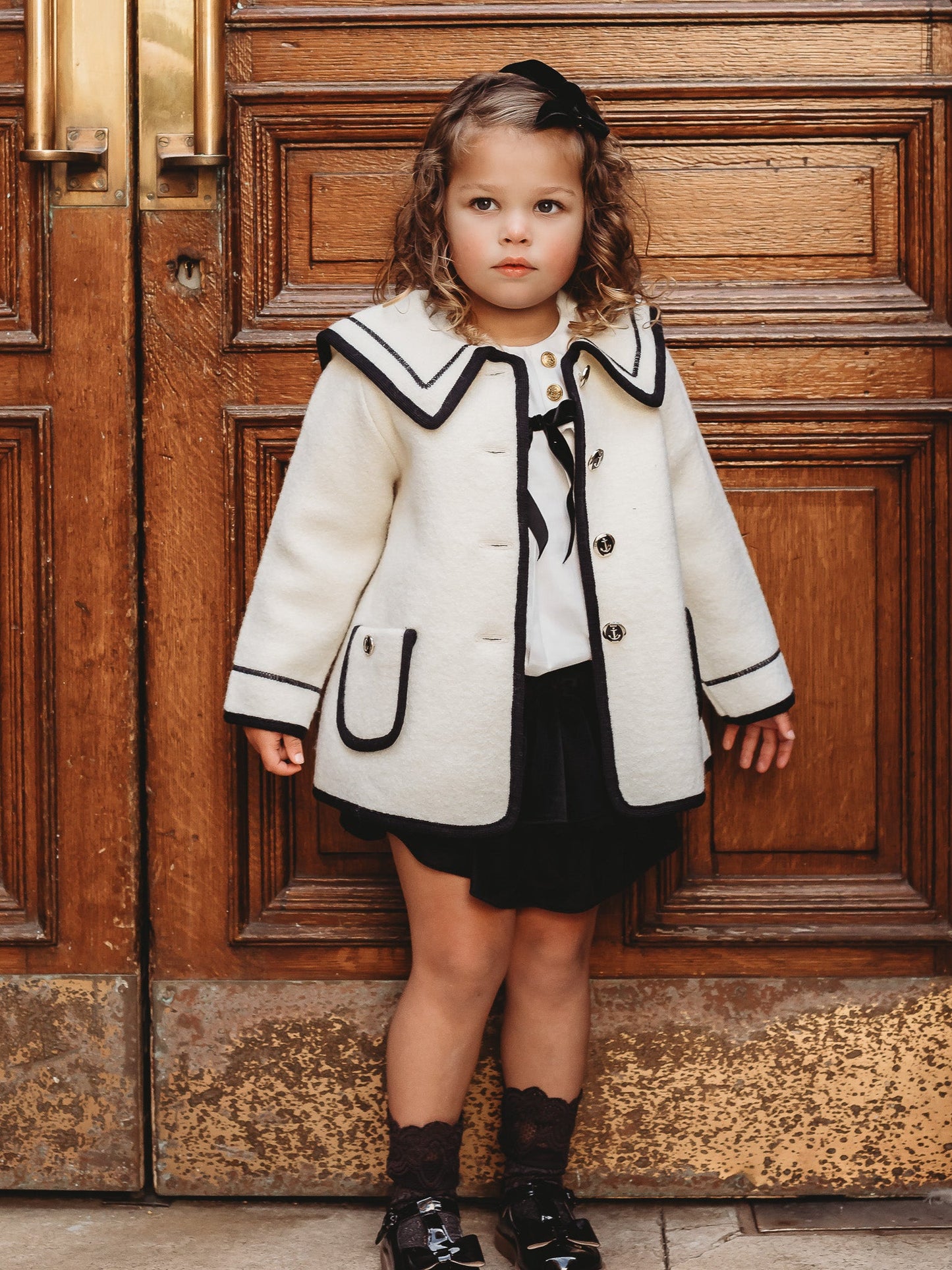 Marae Ivory Merino Wool Sailor Coat - Rose & Albert