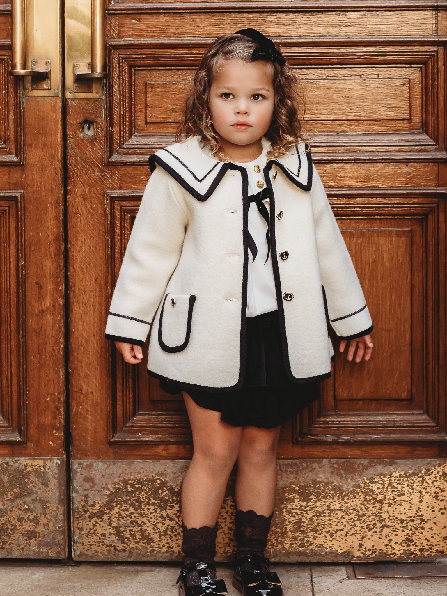 Marae Ivory Merino Wool Sailor Coat - Rose & Albert