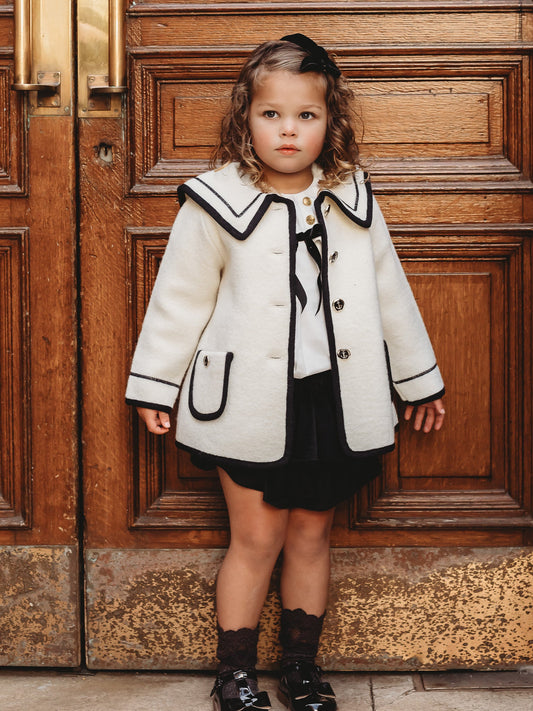 Marae Ivory Merino Wool Sailor Coat - Rose & Albert