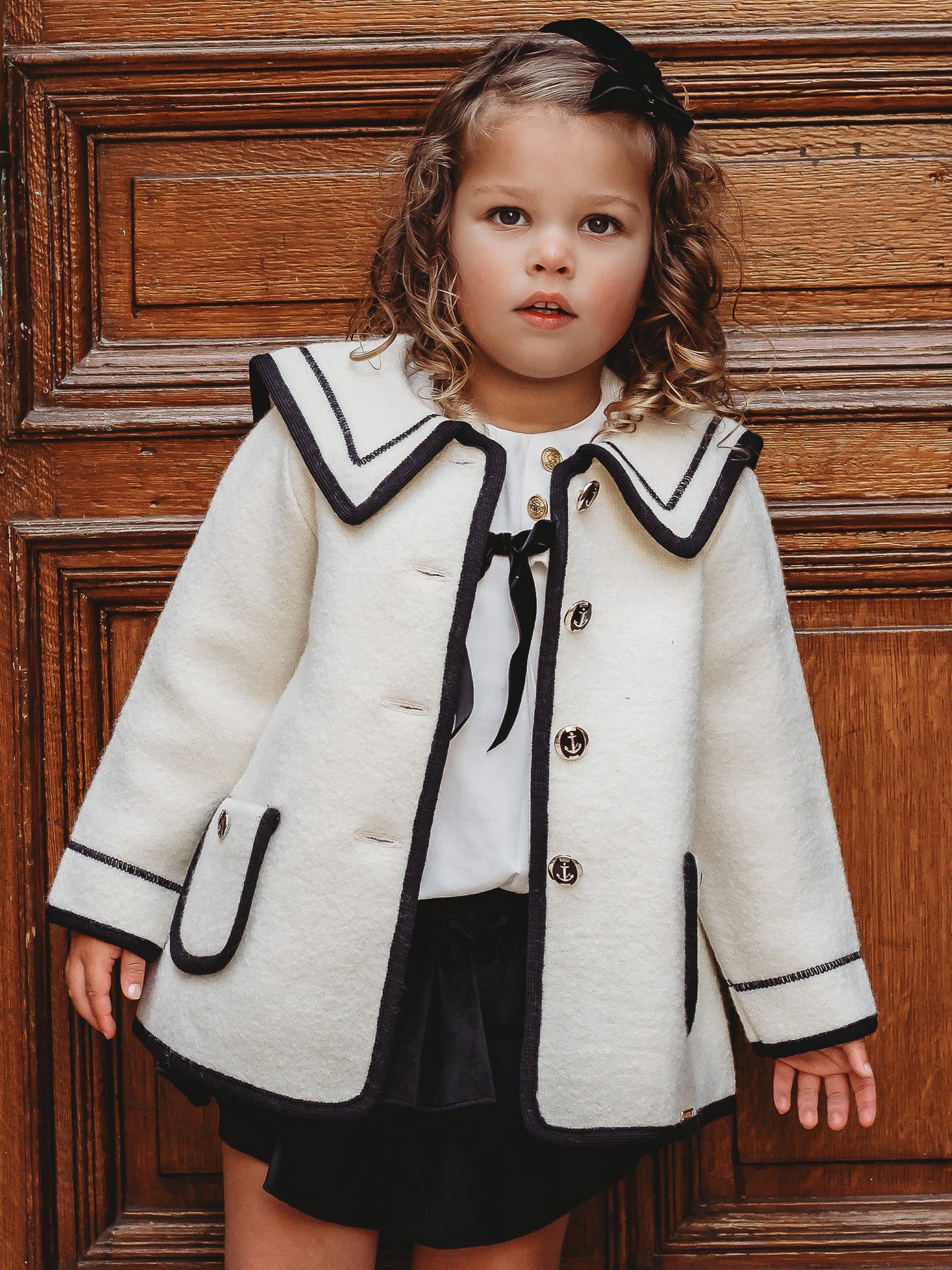 Marae Ivory Merino Wool Sailor Coat - Rose & Albert