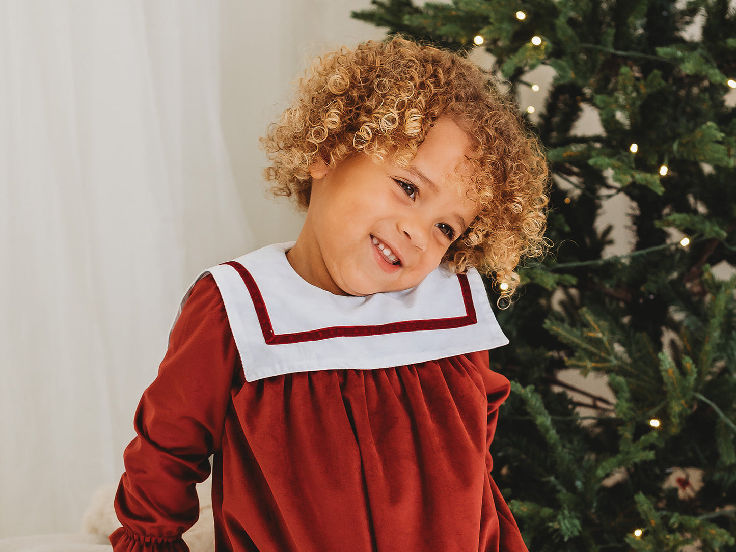 Ruby Luxe Sailor Collar Velvet Romper