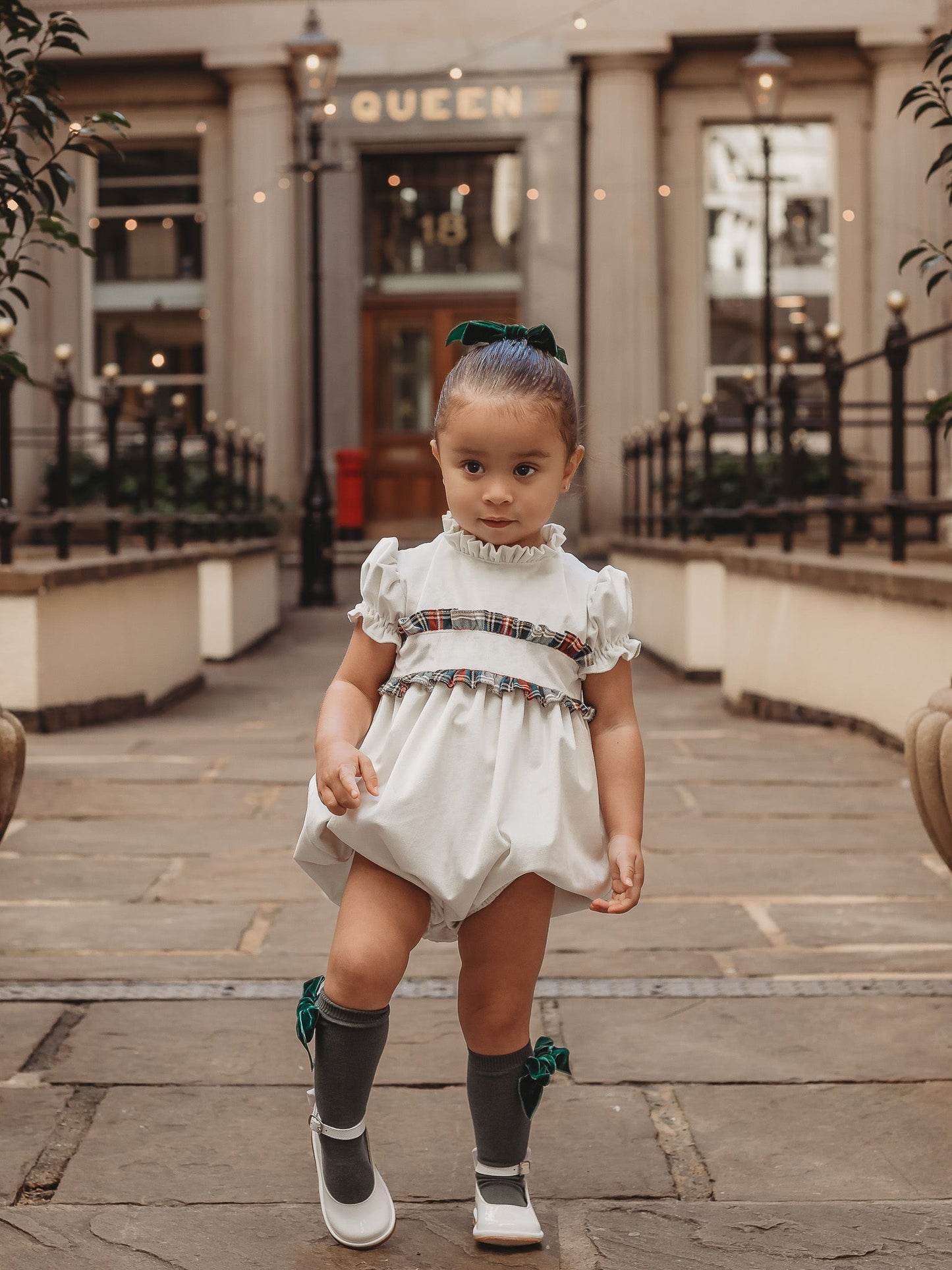 Angel' Velvet & Tartan Romper