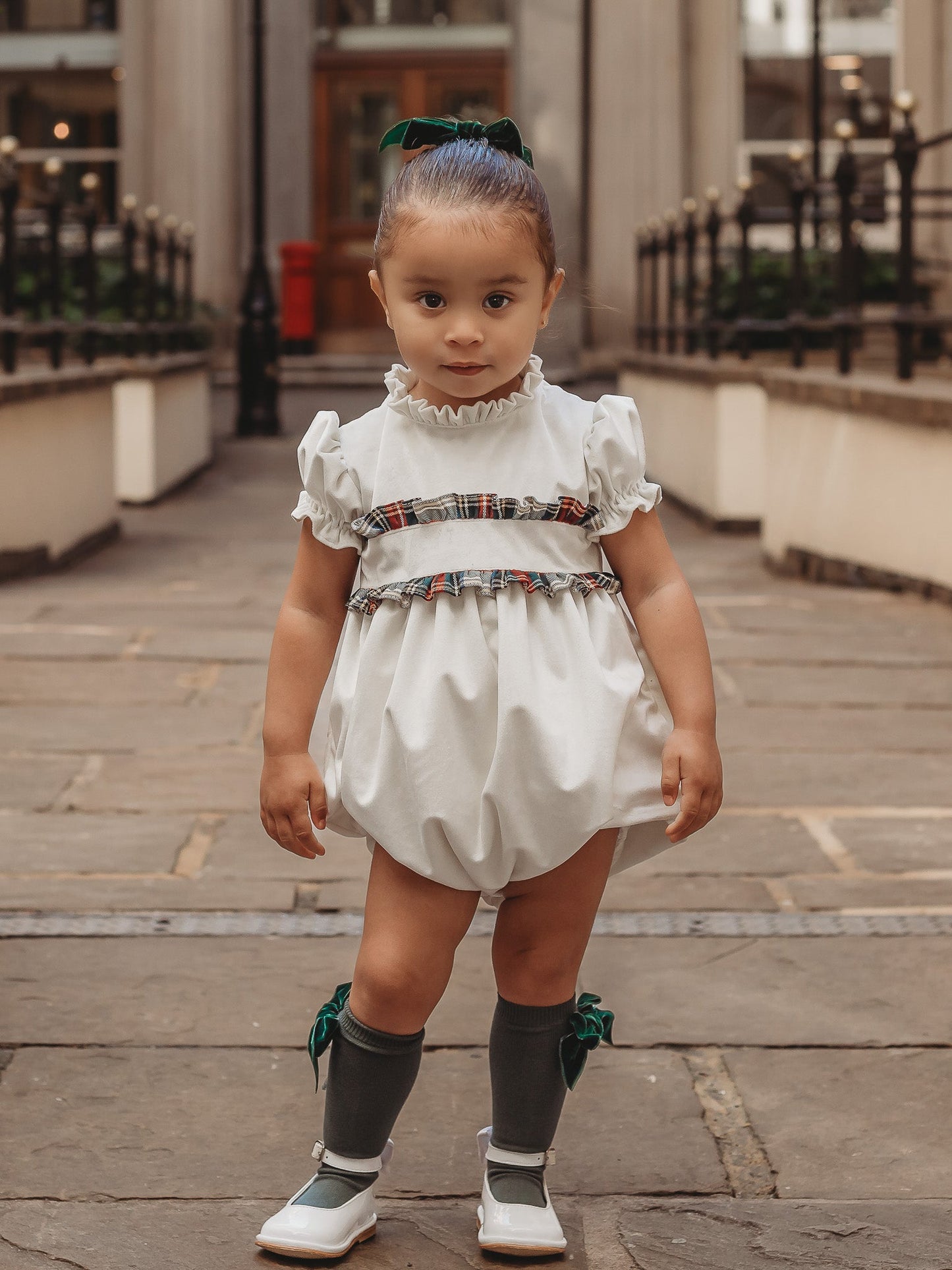 Angel' Velvet & Tartan Romper