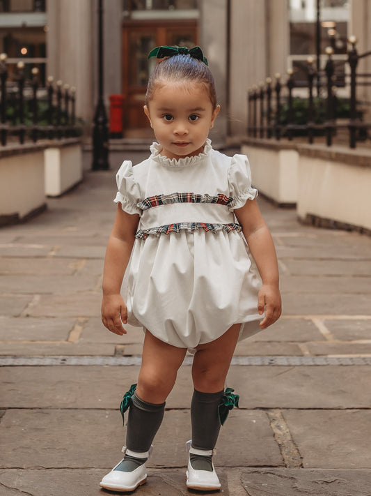Angel' Velvet & Tartan Romper