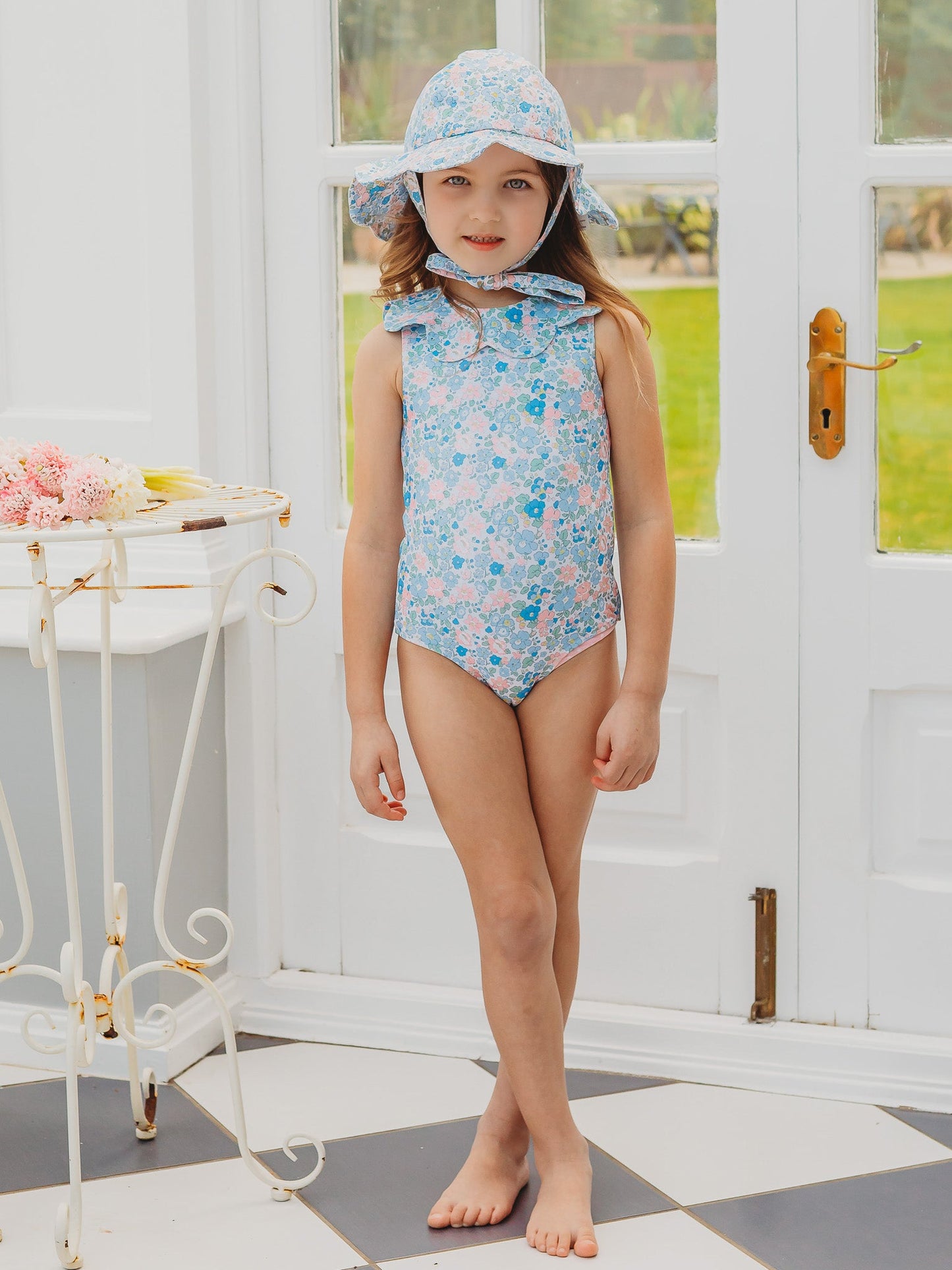 'Betsy' petal collar sleeveless swimsuit - Rose & Albert