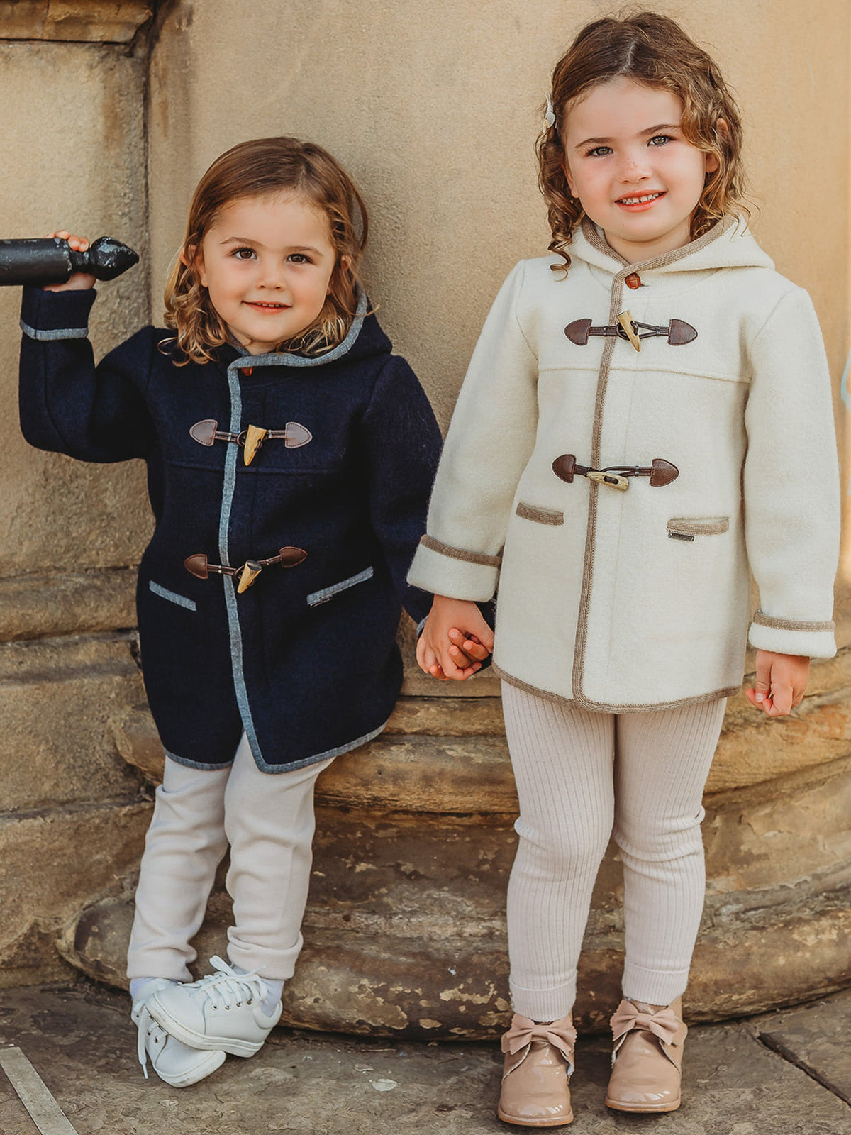 Marae Navy hooded merino wool duffle coat