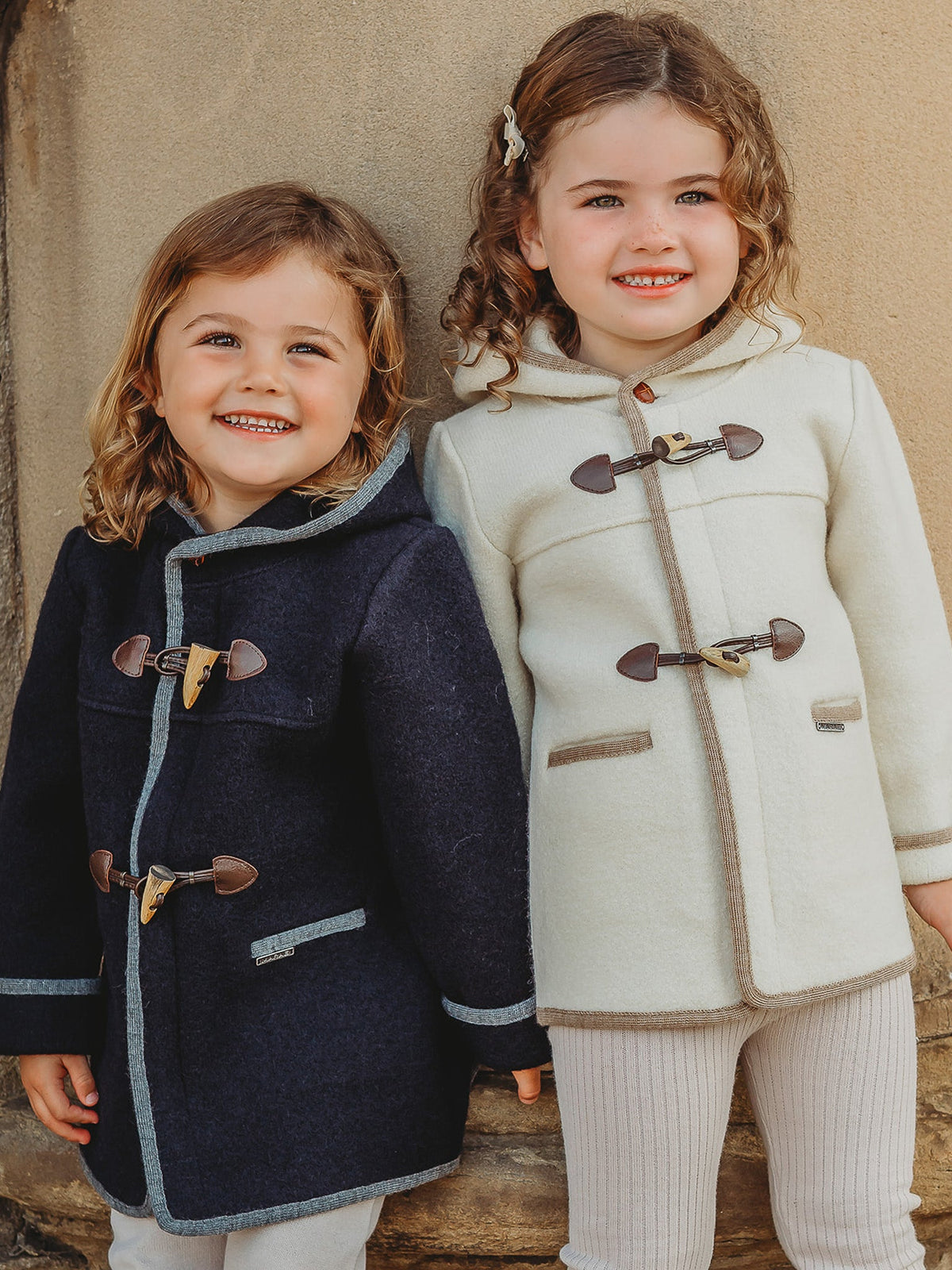 Marae Navy hooded merino wool duffle coat - Rose & Albert