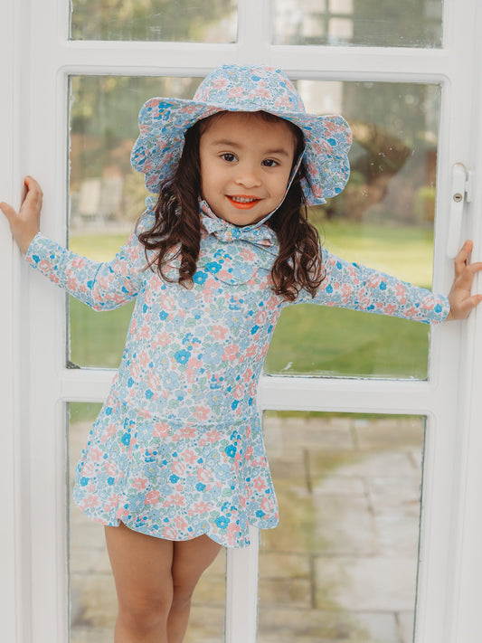 'Betsy' petal collar long sleeved skirted swimsuit - Rose & Albert