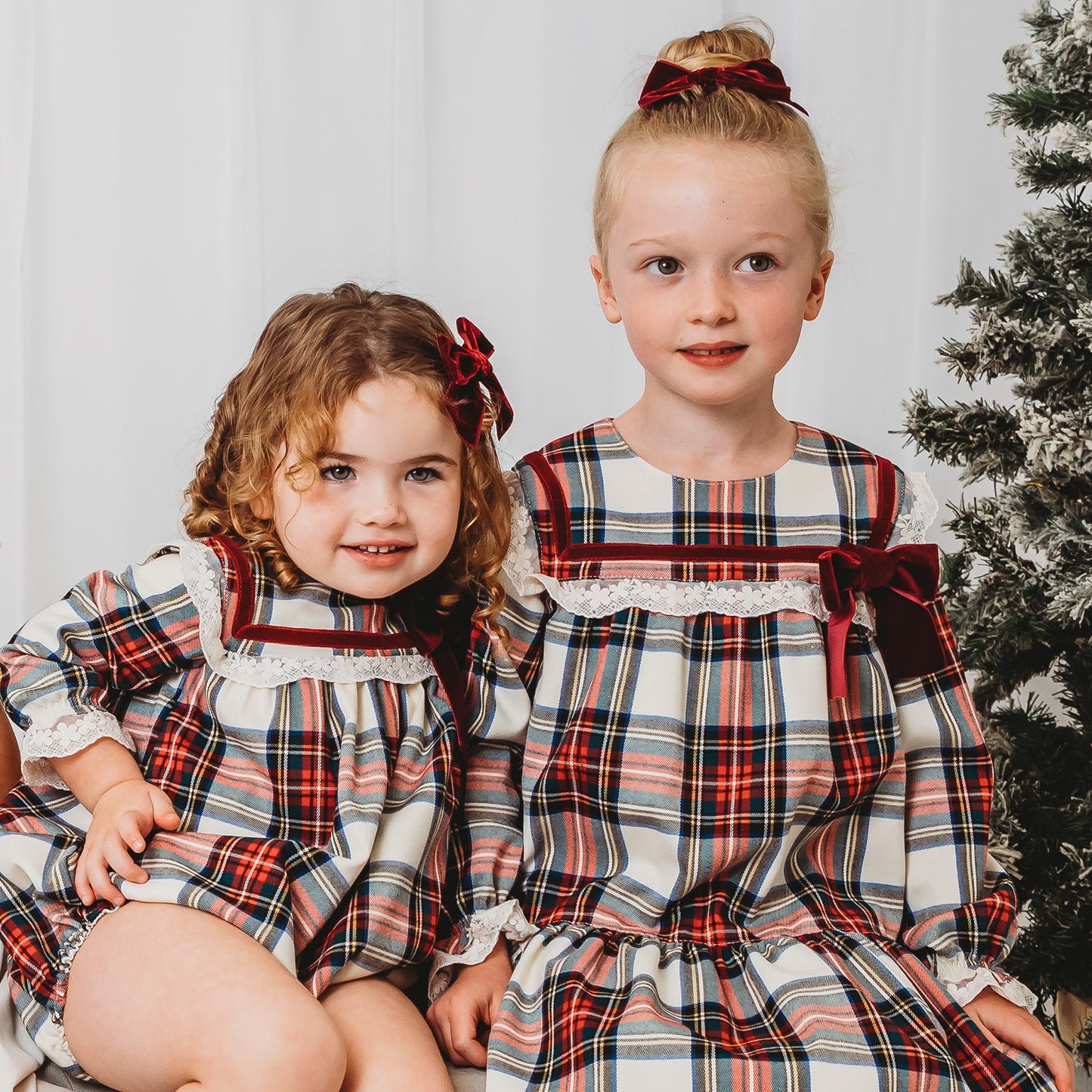'Noelle' Tartan & burgundy romper - Rose & Albert