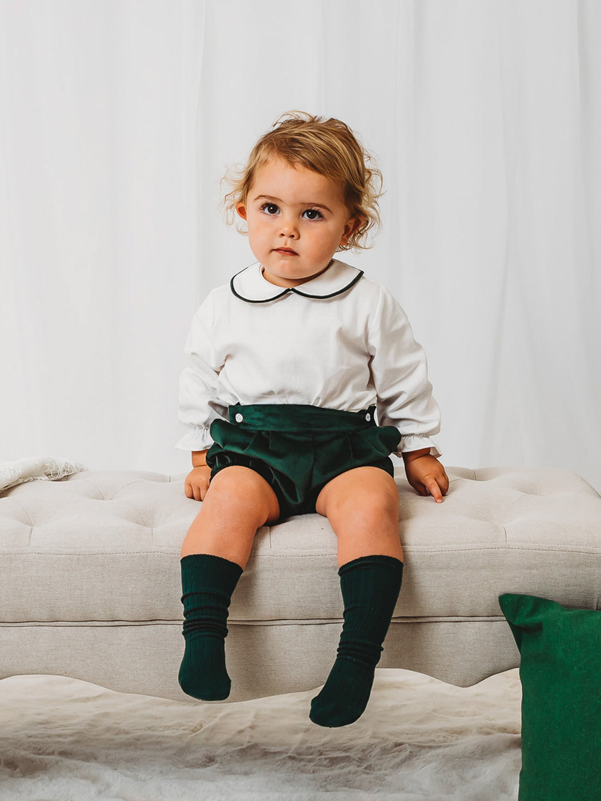 Holly Luxe bottle green velvet set - Rose & Albert