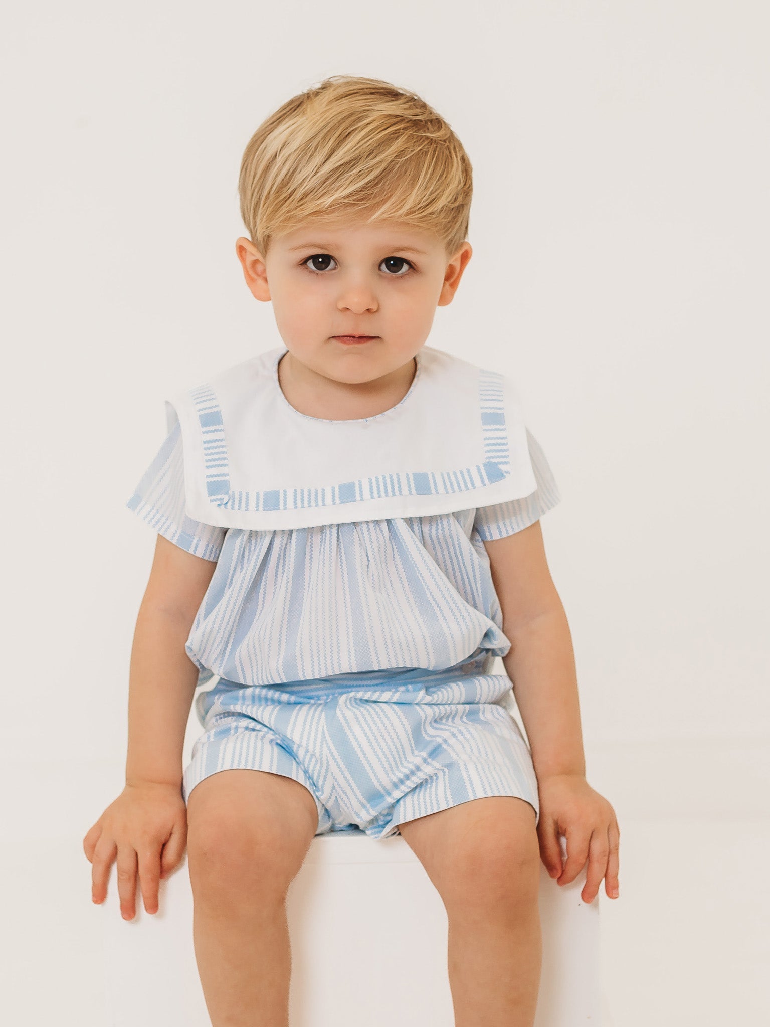 'Noah' striped sailor collar short set - Rose & Albert