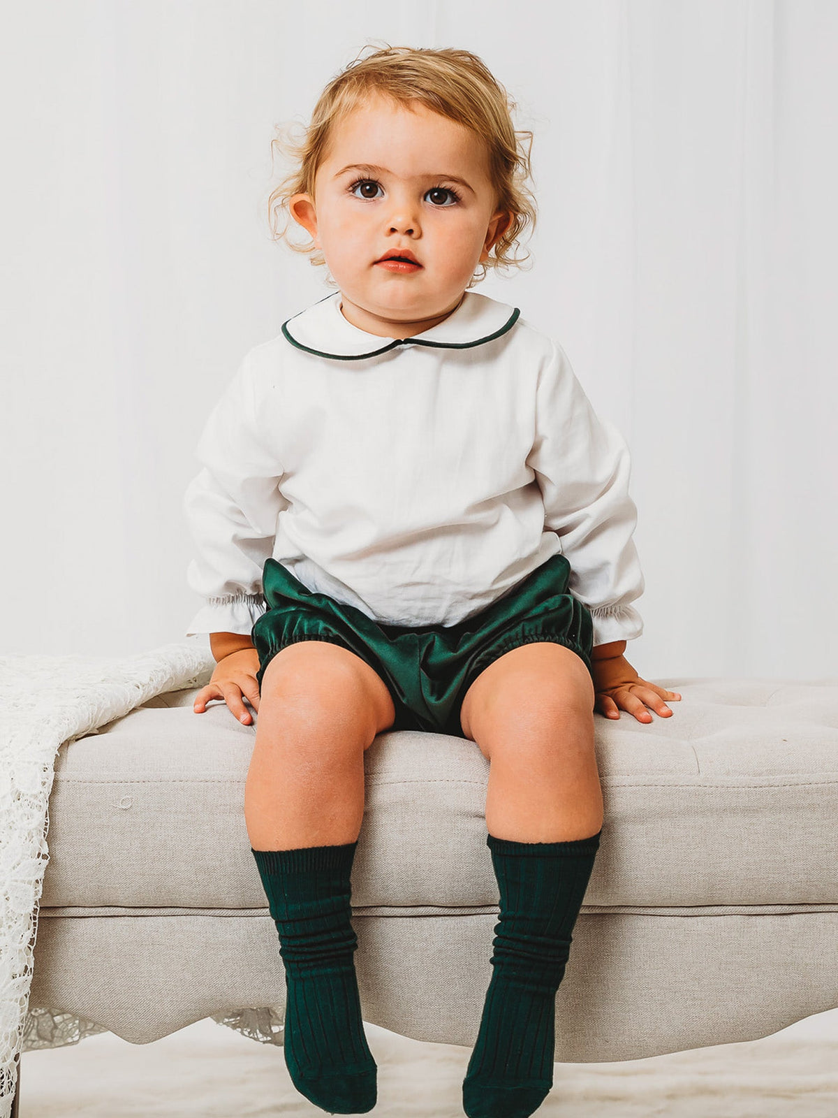 Holly Luxe bottle green velvet set - Rose & Albert