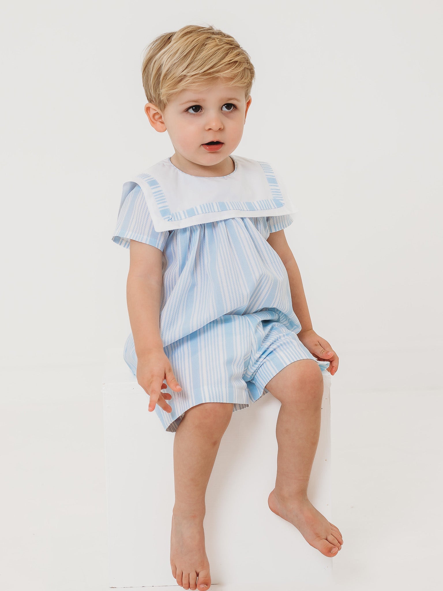 'Noah' striped sailor collar short set - Rose & Albert