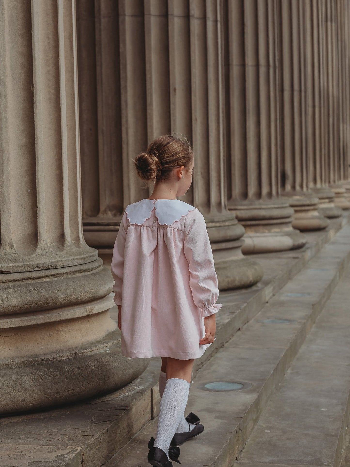 'Kitty' pink scallop collar babycord dress - Rose & Albert