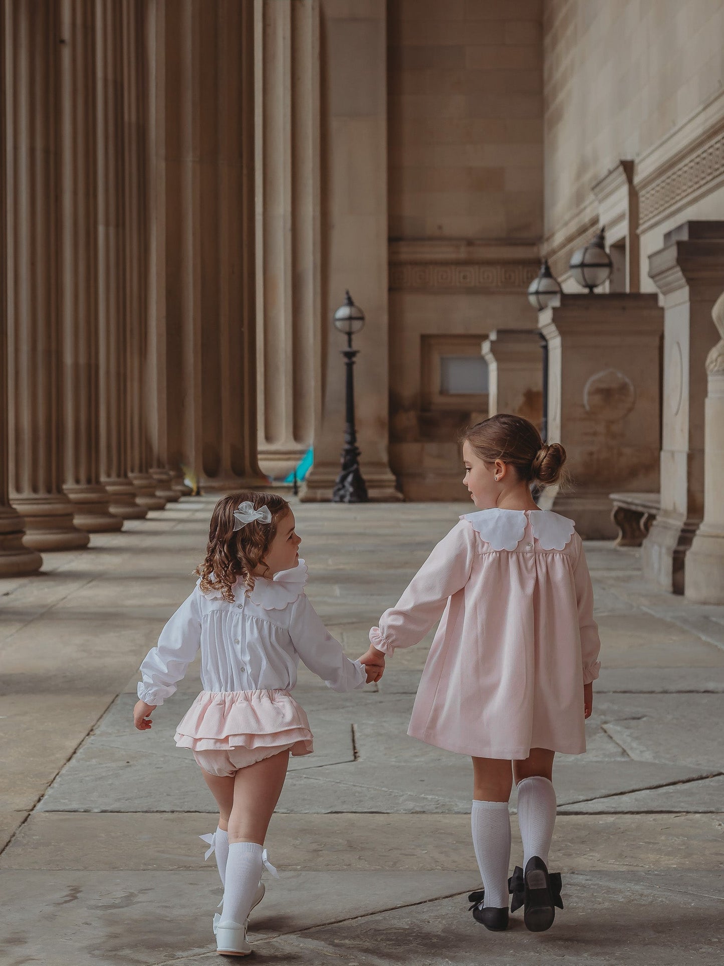 'Kitty' pink scallop collar babycord dress - Rose & Albert
