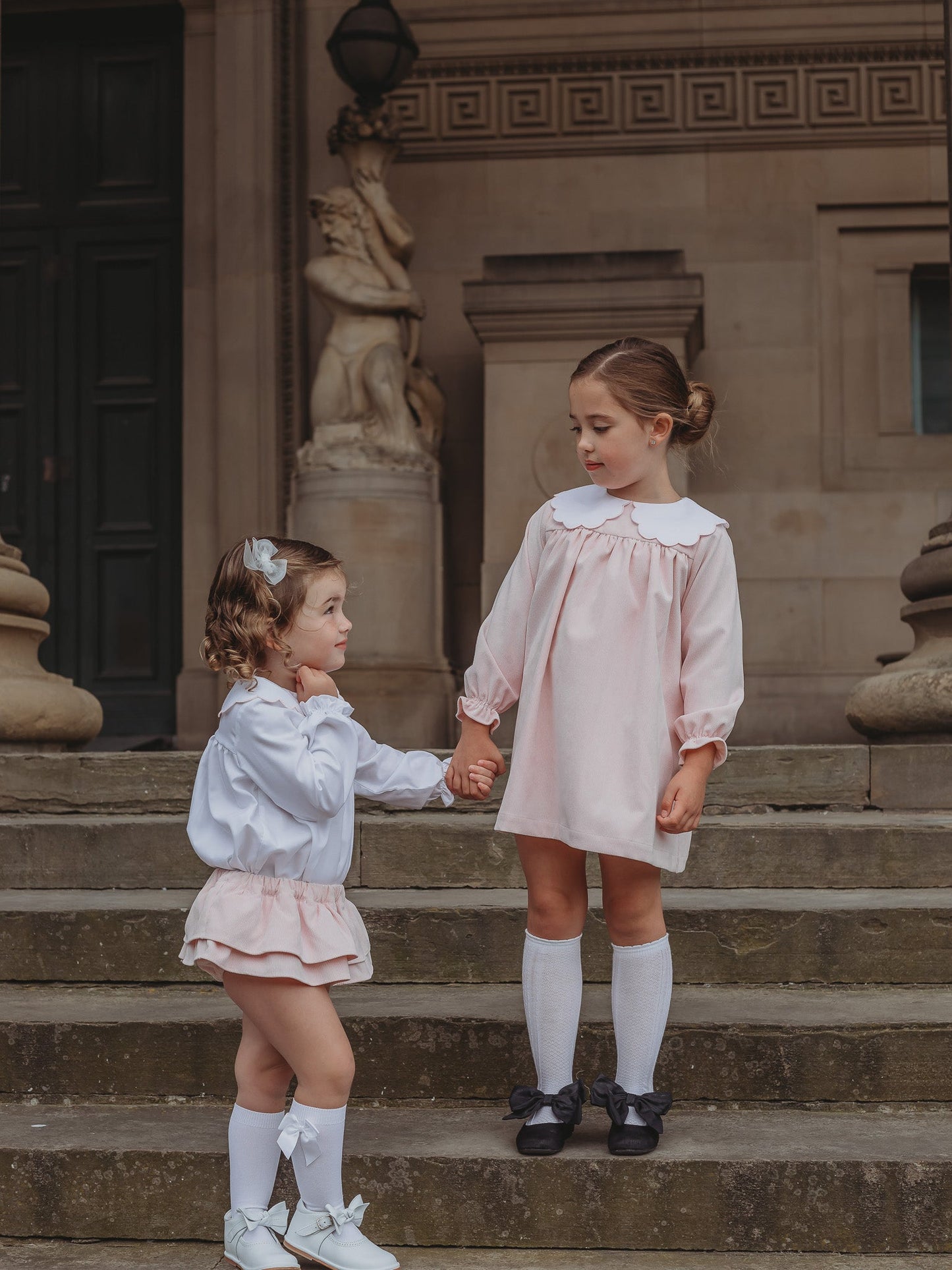 'Kitty' pink scallop collar babycord dress - Rose & Albert