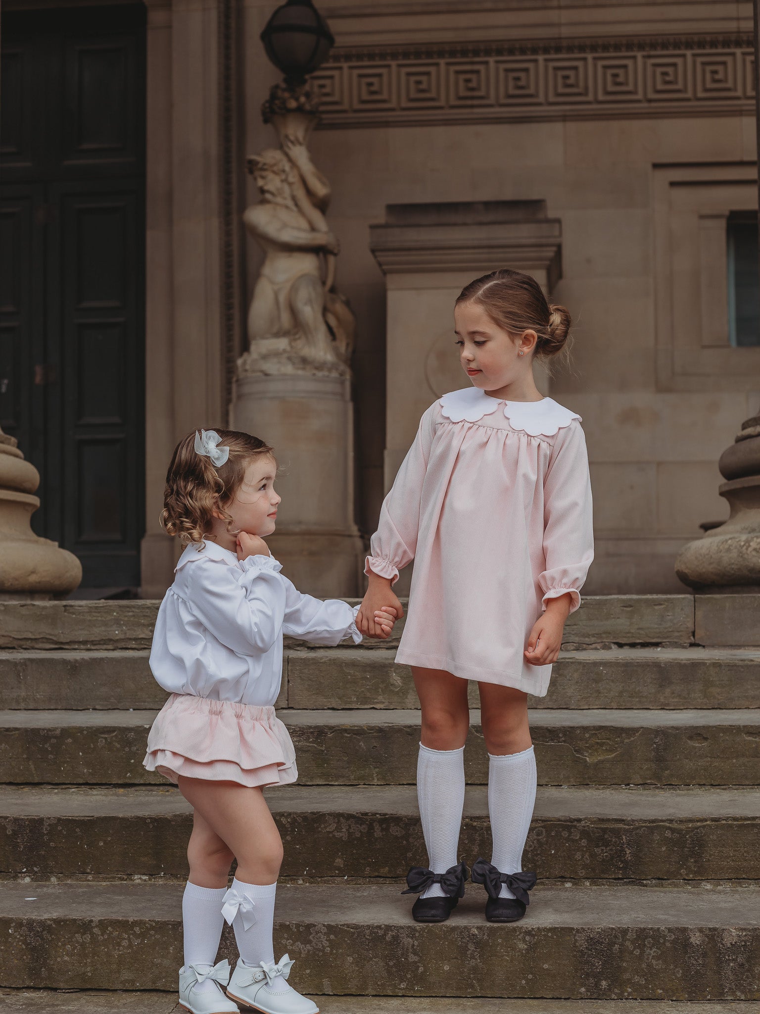 'Kitty' pink scallop collar babycord dress - Rose & Albert
