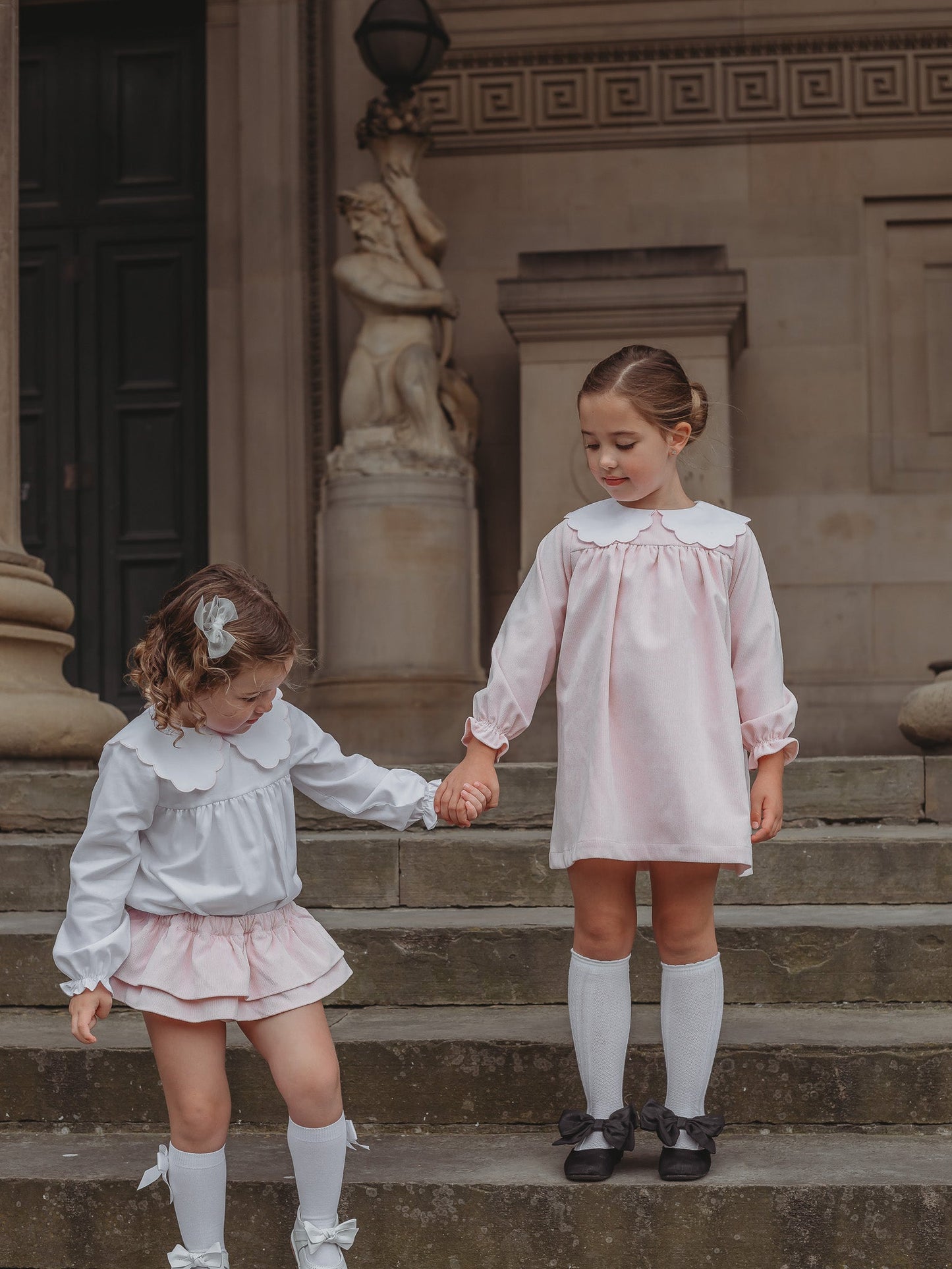 'Kitty' pink scallop collar babycord dress - Rose & Albert